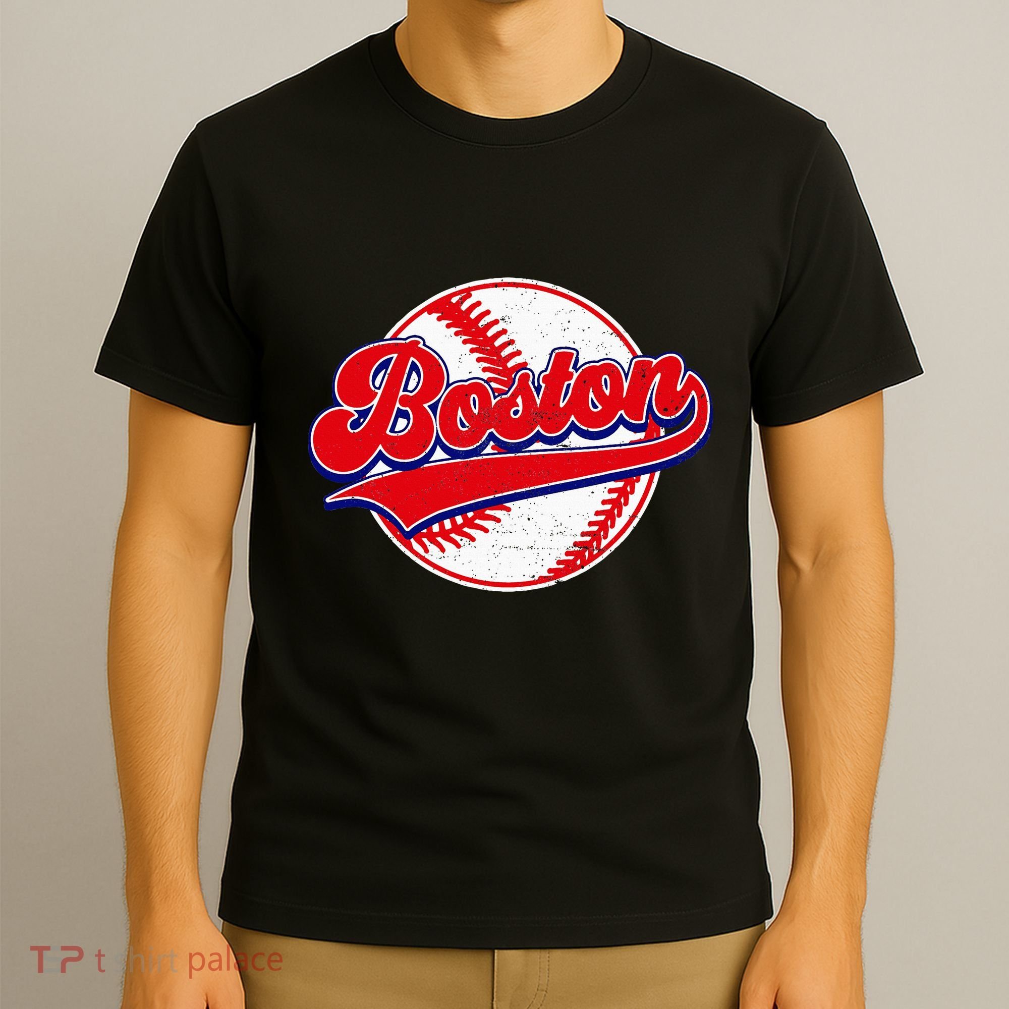 Boston Baseball Cityscape Distressed Women T-Shirt