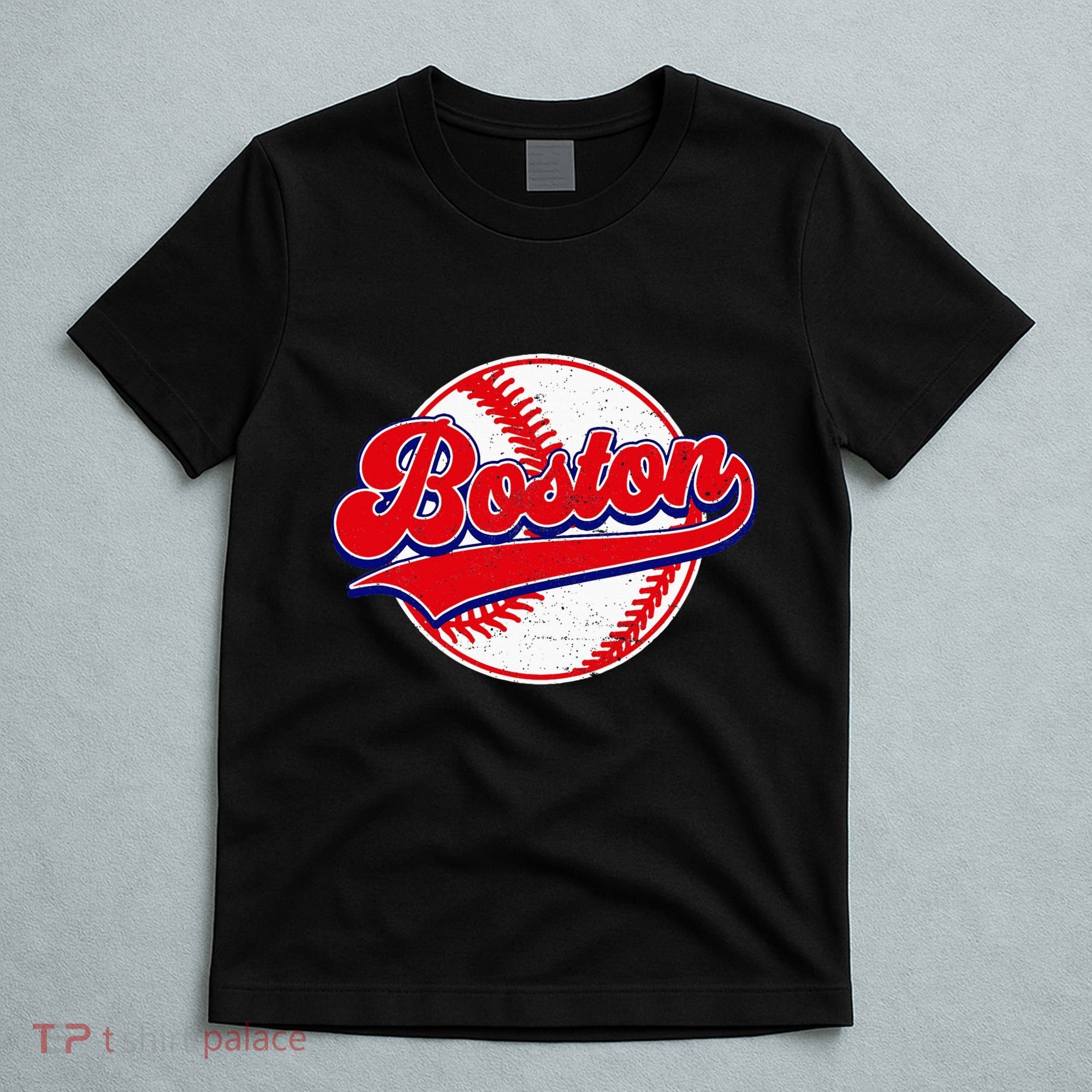 Boston Baseball Cityscape Distressed Women T-Shirt