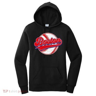 Boston Baseball Cityscape Distressed Women Women's Hoodie