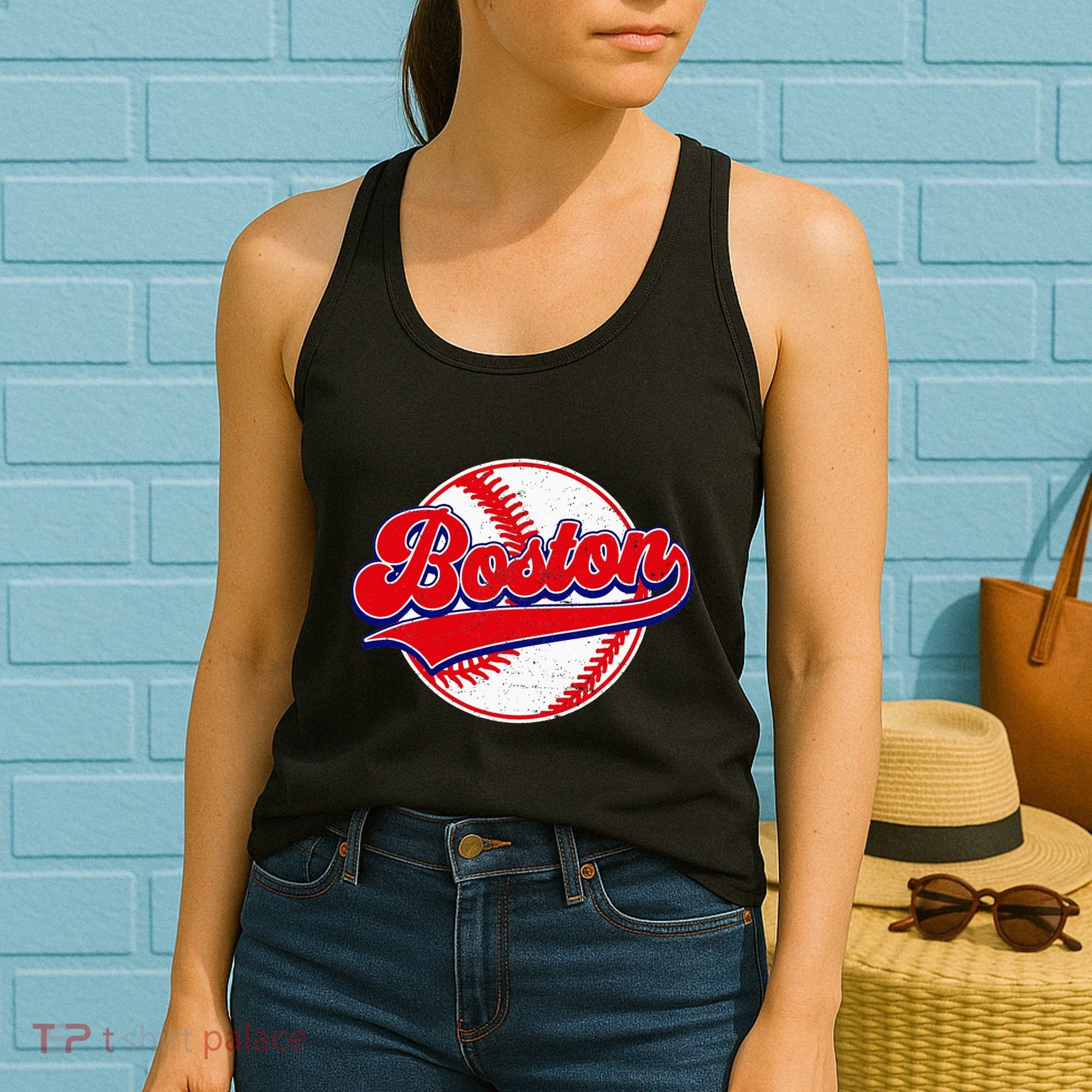 Boston Baseball Cityscape Distressed Women Women's Tank Top