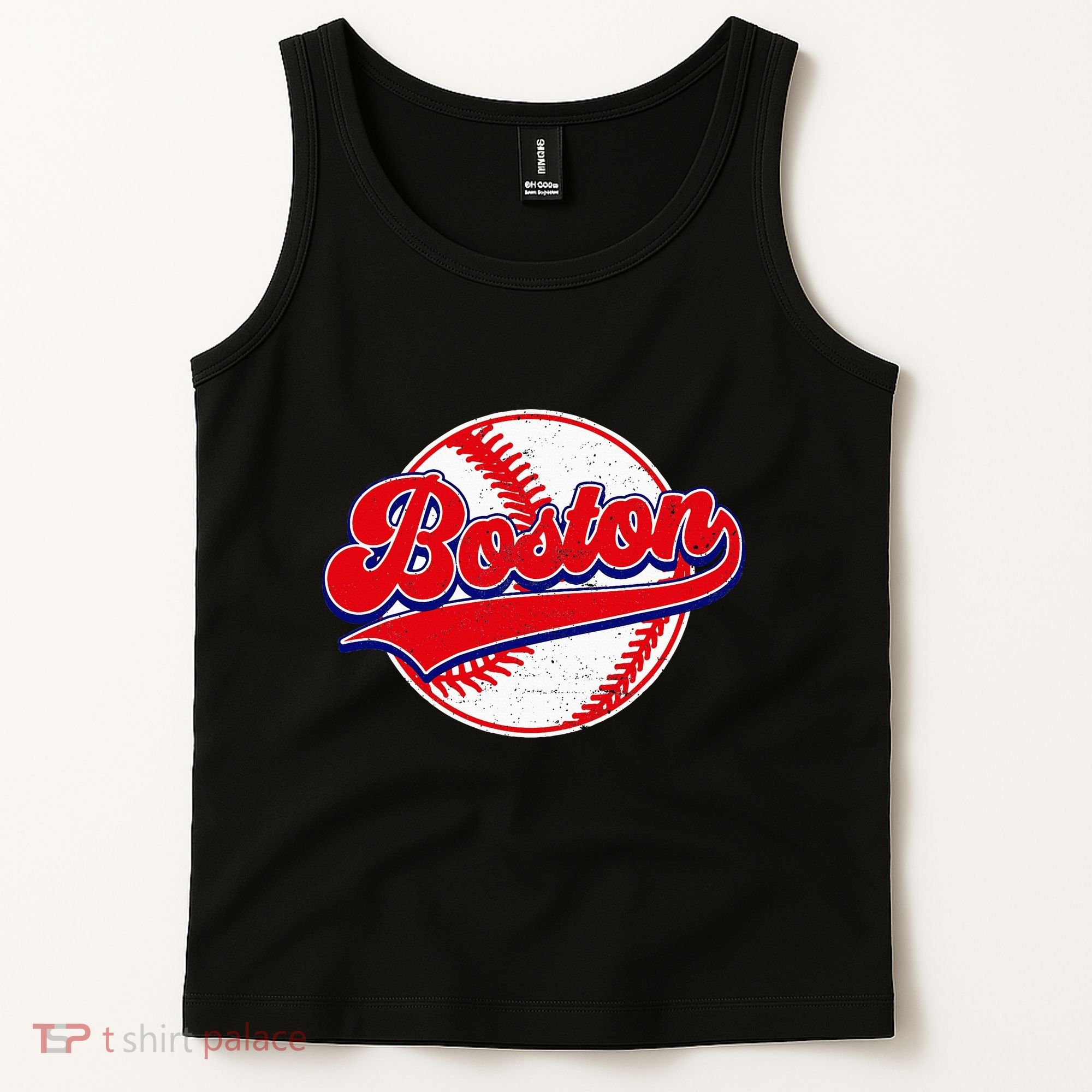 Boston Baseball Cityscape Distressed Women Tank Top