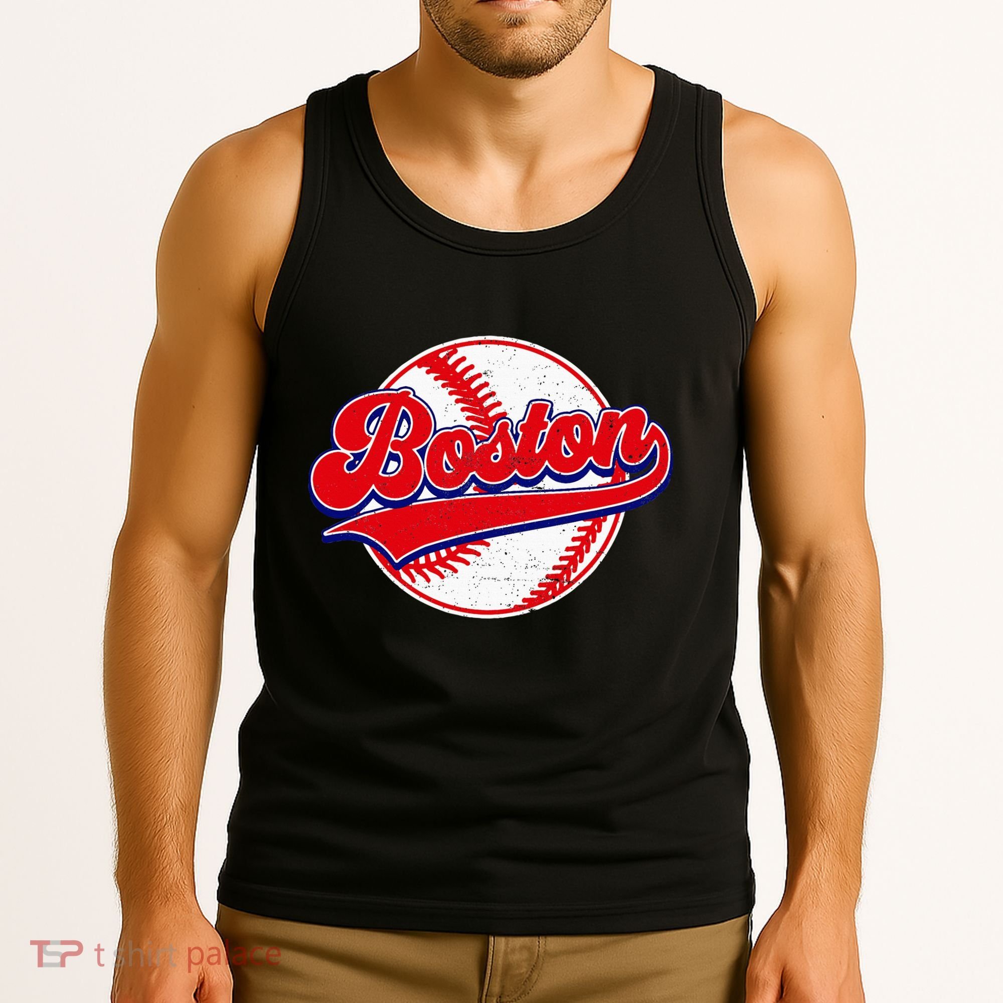 Boston Baseball Cityscape Distressed Women Tank Top