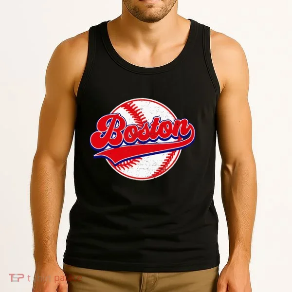 Boston Baseball Cityscape Distressed Women Tank Top