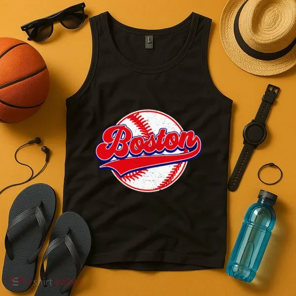 Boston Baseball Cityscape Distressed Women Tank Top