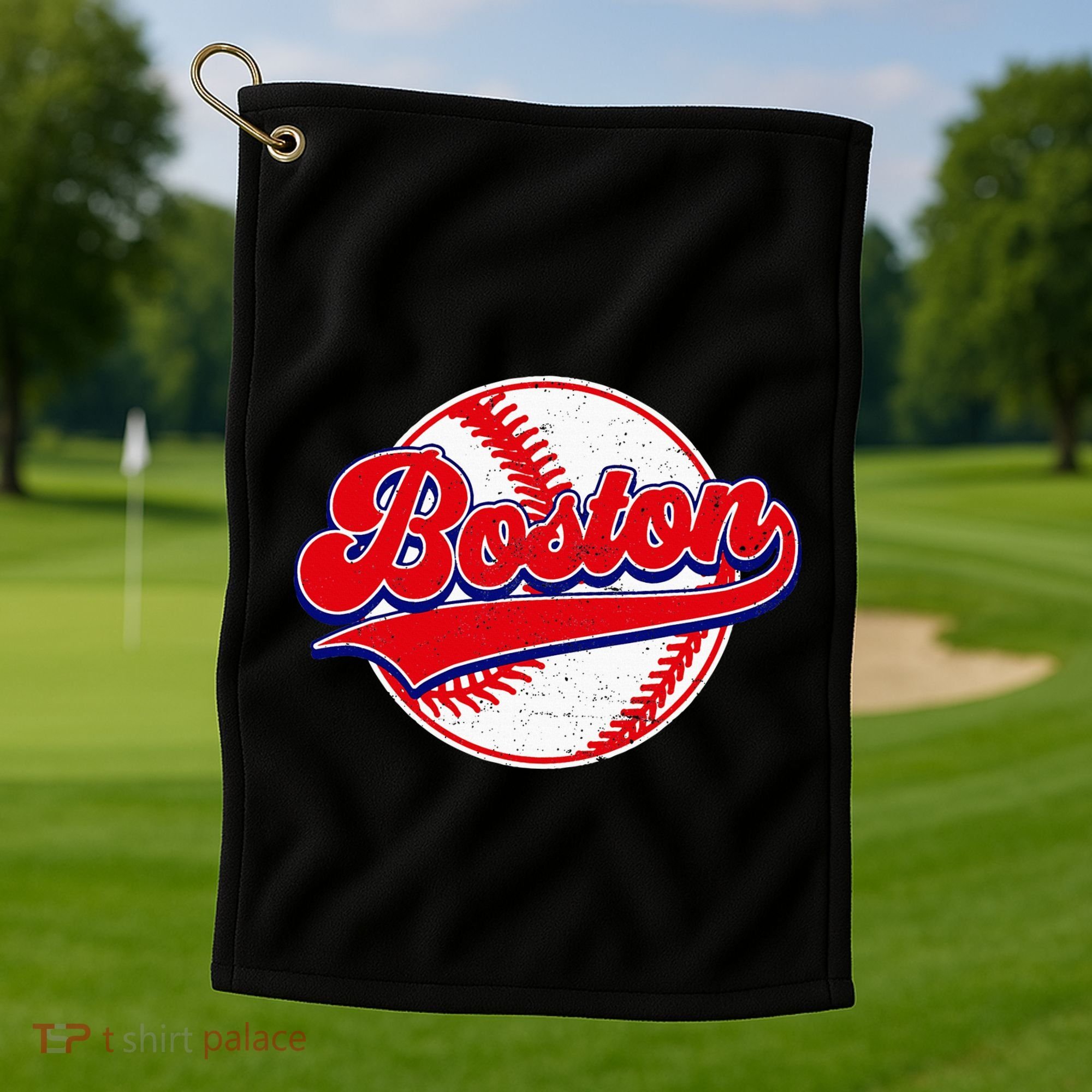 Boston Baseball Cityscape Distressed Women Golf Towel