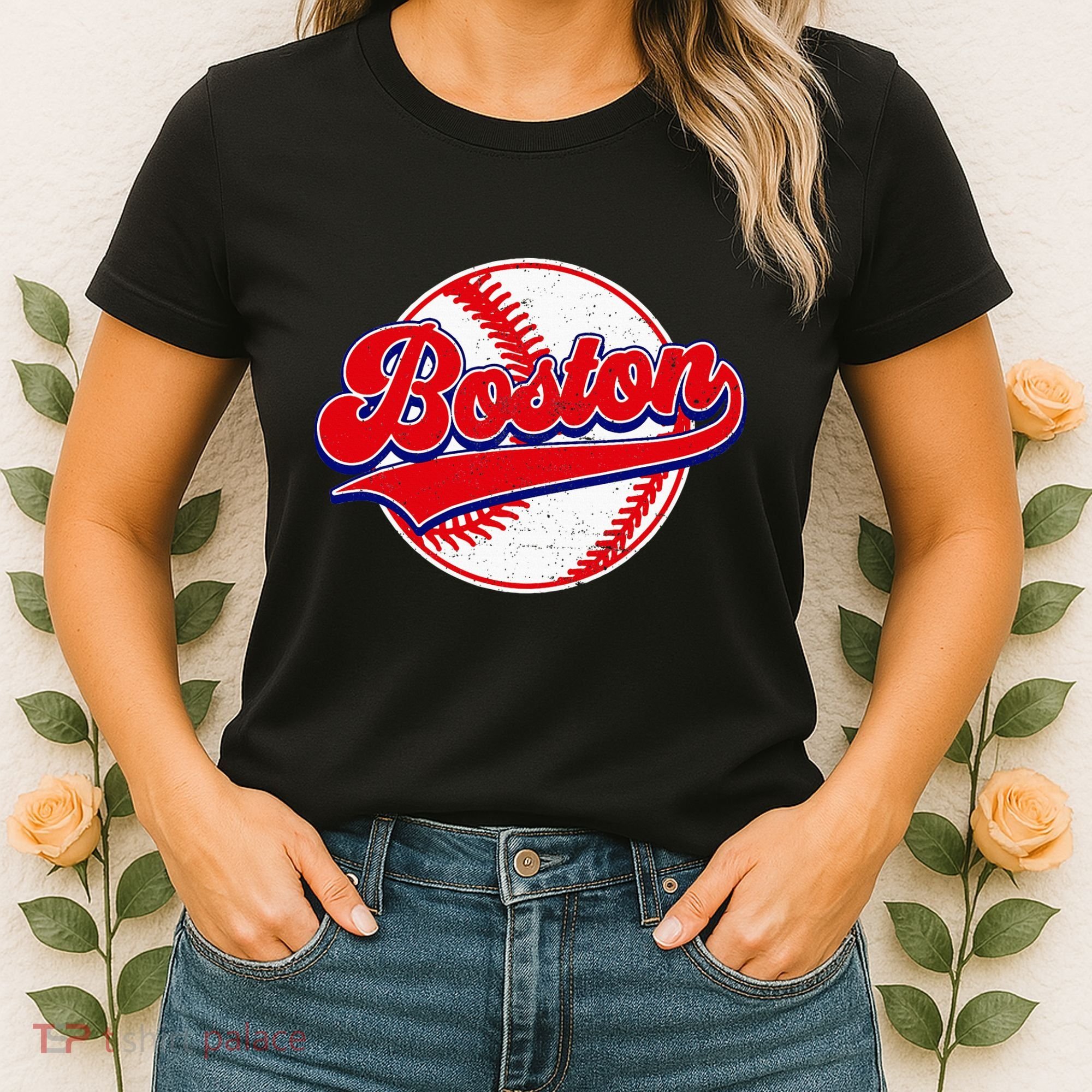 Boston Baseball Cityscape Distressed Women Women's T-Shirt