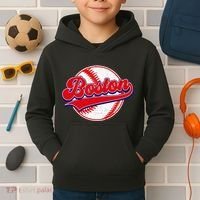 Boston Baseball Cityscape Distressed Women Kids Hoodie thumb 2