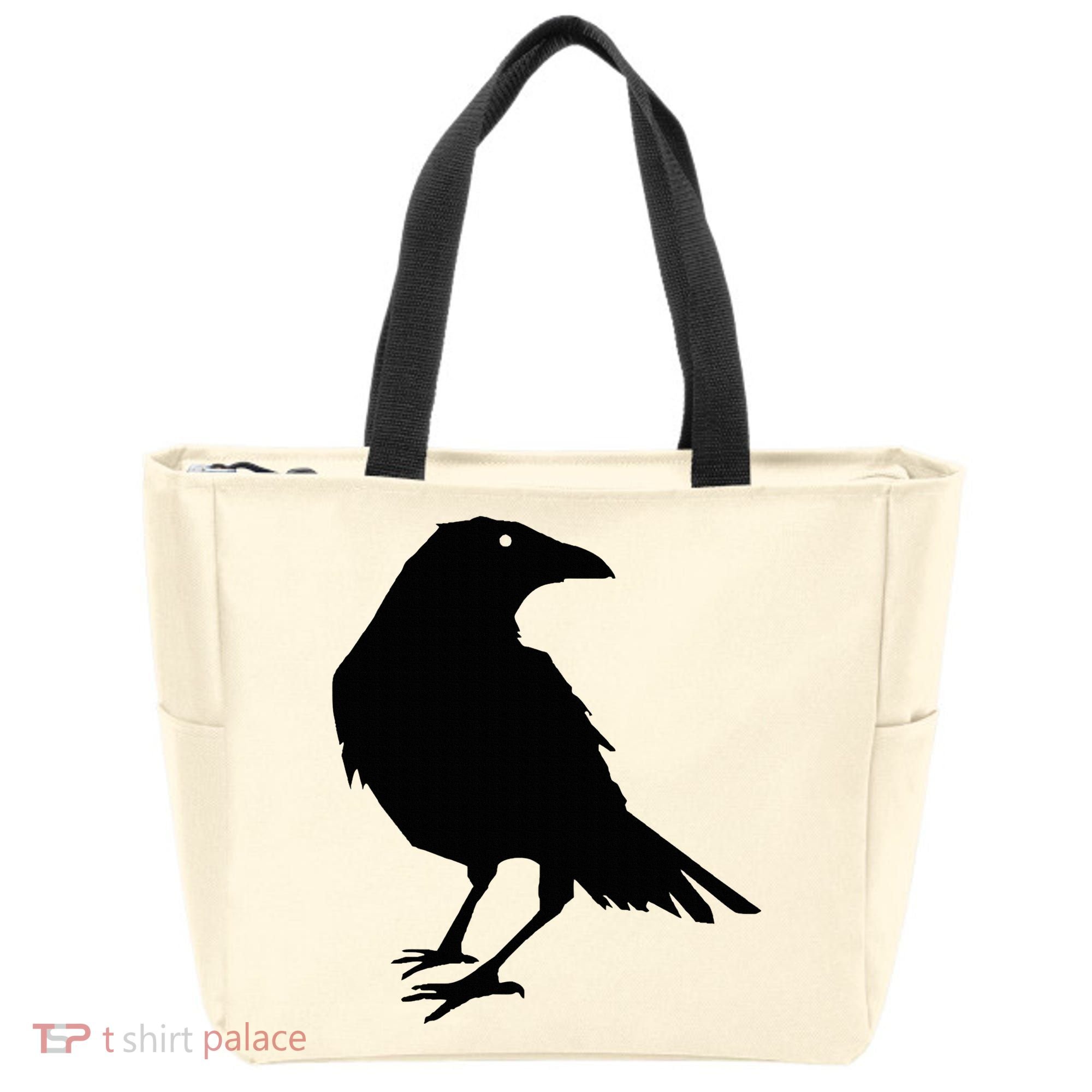 Beautiful Black Crow Raven Bird Silhouette Sweater Tote Bag