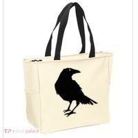 Beautiful Black Crow Raven Bird Silhouette Sweater Tote Bag thumb 2