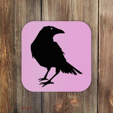 Beautiful Black Crow Raven Bird Silhouette Sweater Coaster
