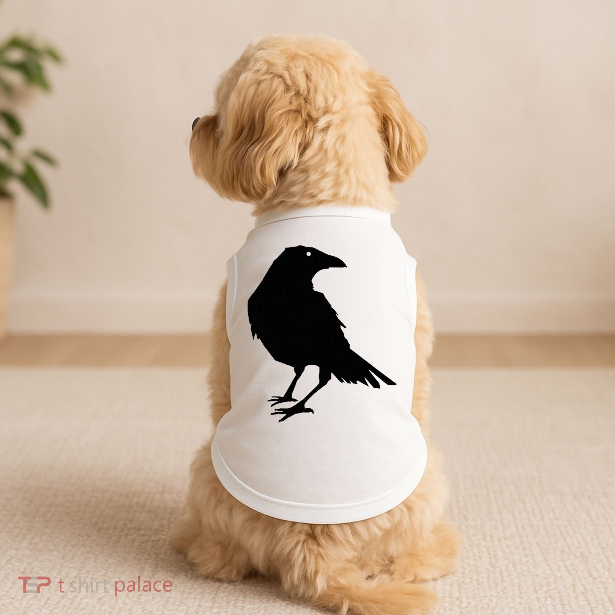 Beautiful Black Crow Raven Bird Silhouette Sweater Doggie Tank