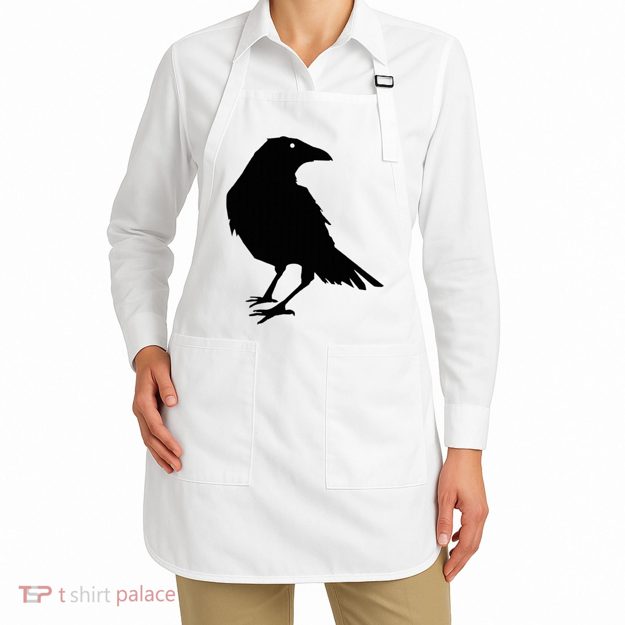 Beautiful Black Crow Raven Bird Silhouette Sweater Apron