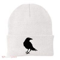 Beautiful Black Crow Raven Bird Silhouette Sweater Beanie thumb 0