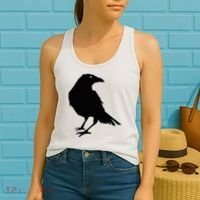 Beautiful Black Crow Raven Bird Silhouette Sweater Women's Tank Top thumb 2