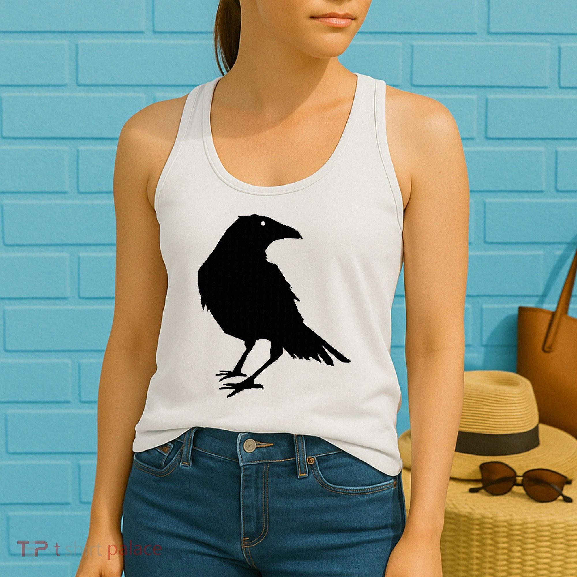 Beautiful Black Crow Raven Bird Silhouette Sweater Women's Tank Top