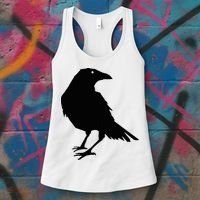 Beautiful Black Crow Raven Bird Silhouette Sweater Women's Tank Top thumb 3
