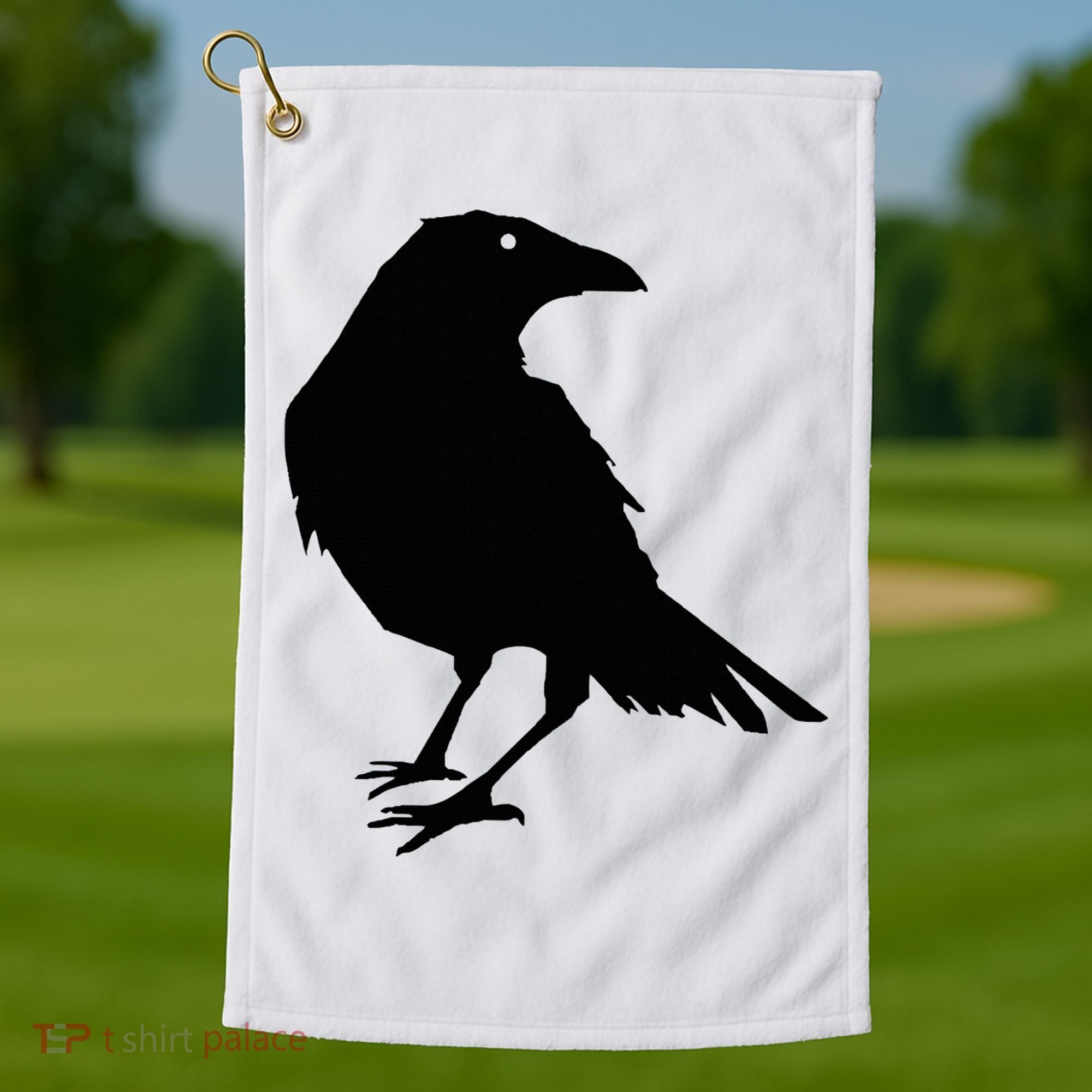Beautiful Black Crow Raven Bird Silhouette Sweater Golf Towel