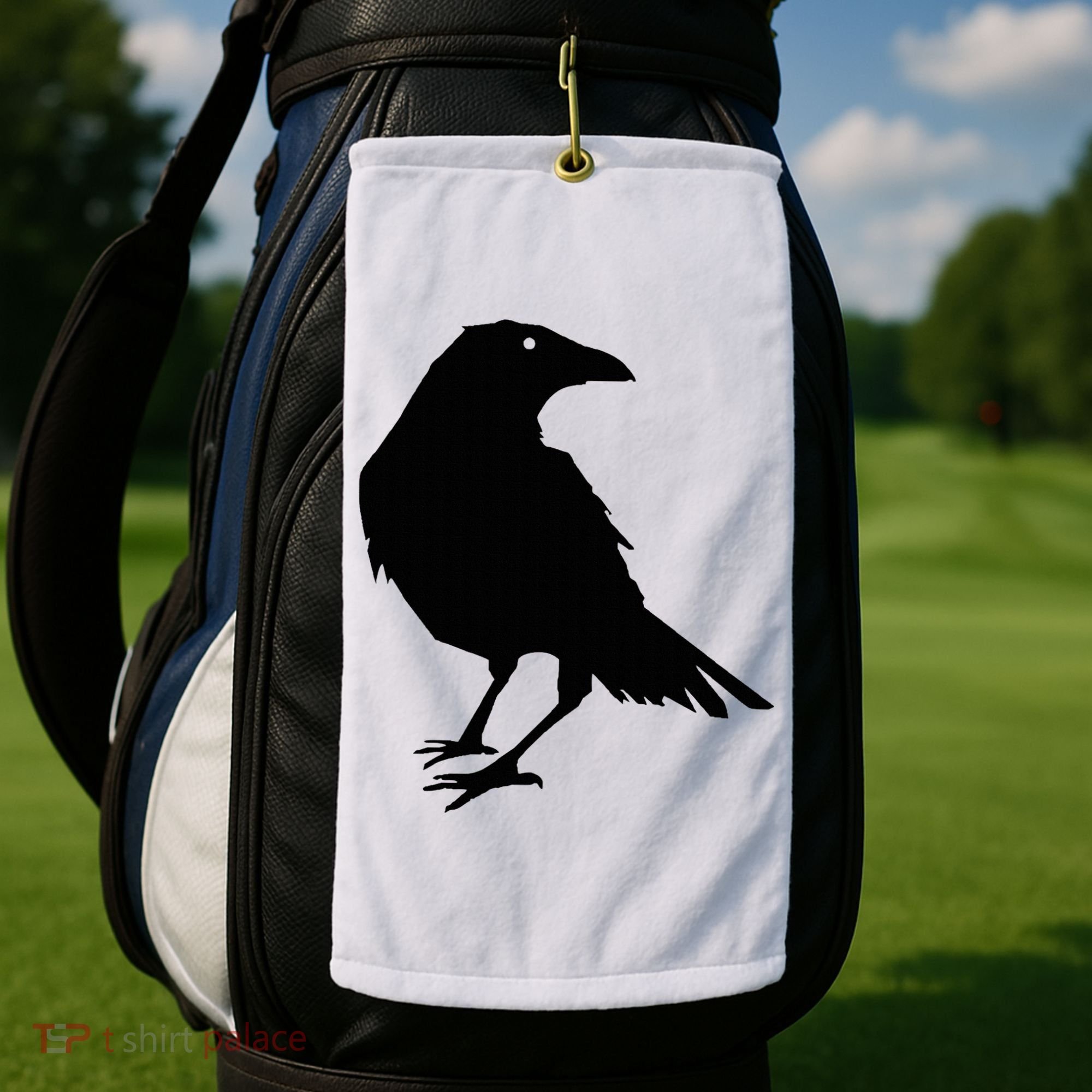 Beautiful Black Crow Raven Bird Silhouette Sweater Golf Towel