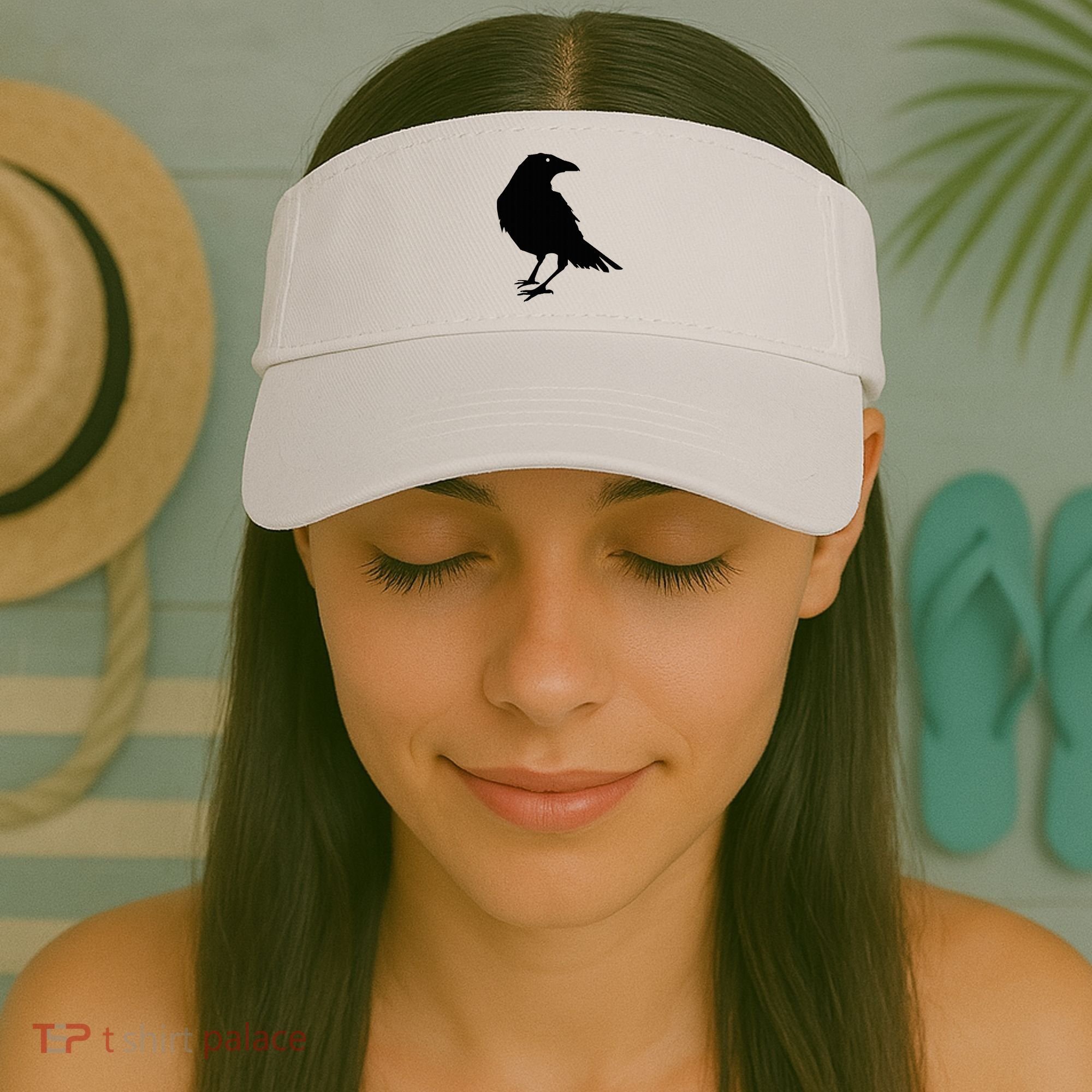 Beautiful Black Crow Raven Bird Silhouette Sweater Visor