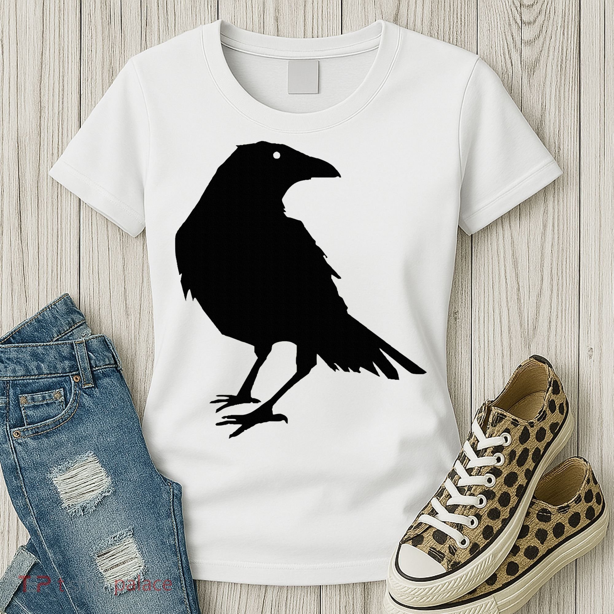 Beautiful Black Crow Raven Bird Silhouette Sweater Women's T-Shirt