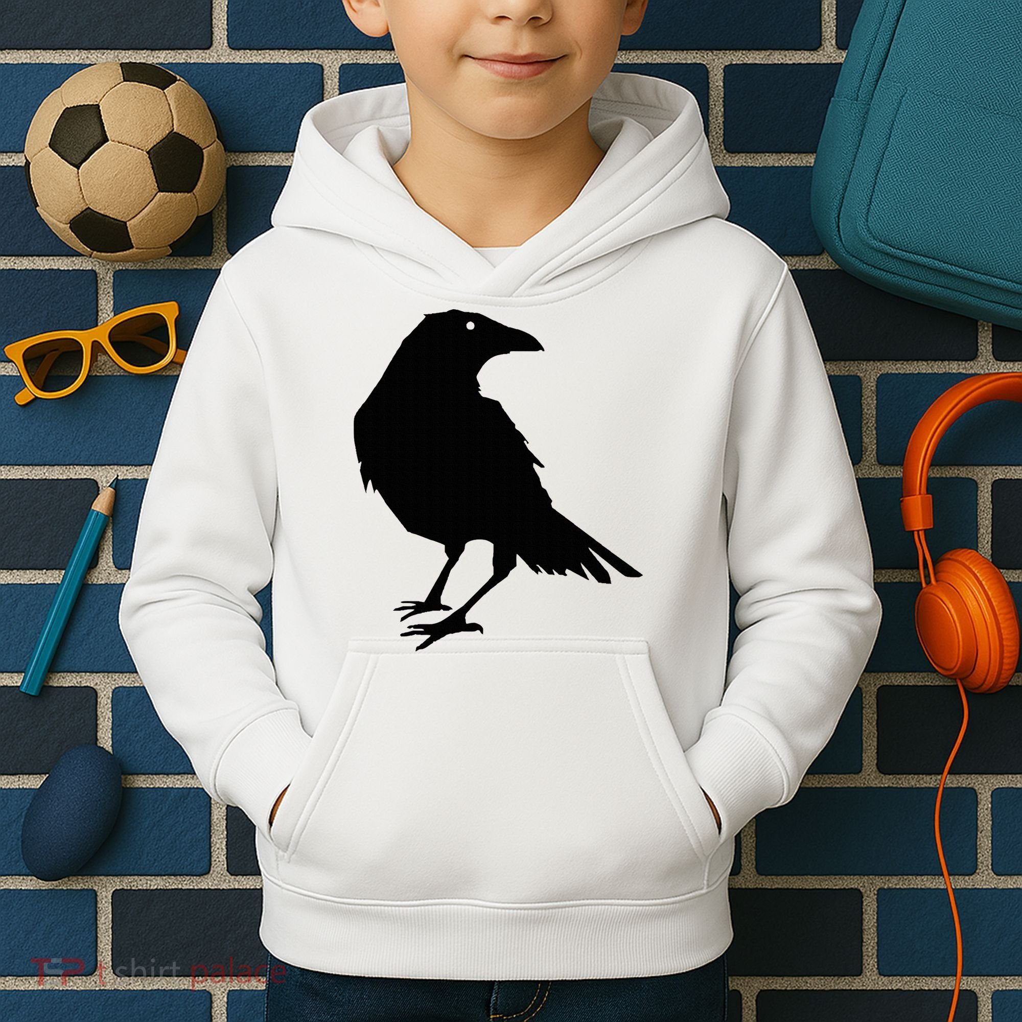Beautiful Black Crow Raven Bird Silhouette Sweater Kids Hoodie