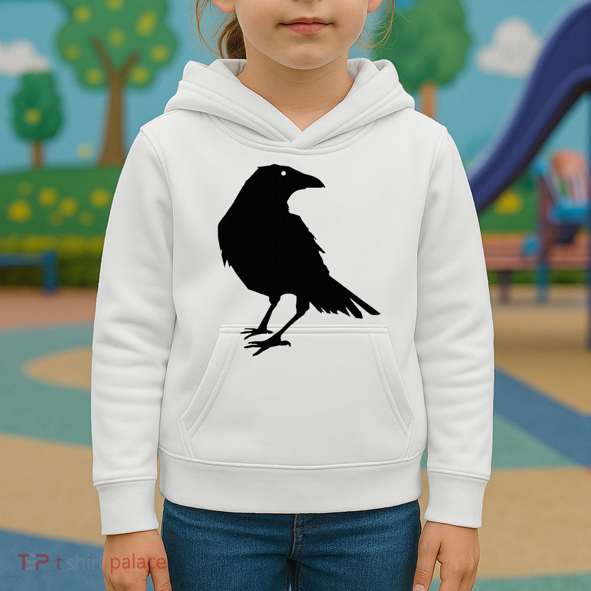 Beautiful Black Crow Raven Bird Silhouette Sweater Kids Hoodie