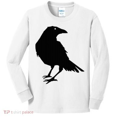 Beautiful Black Crow Raven Bird Silhouette Sweater Kids Long Sleeve Shirt