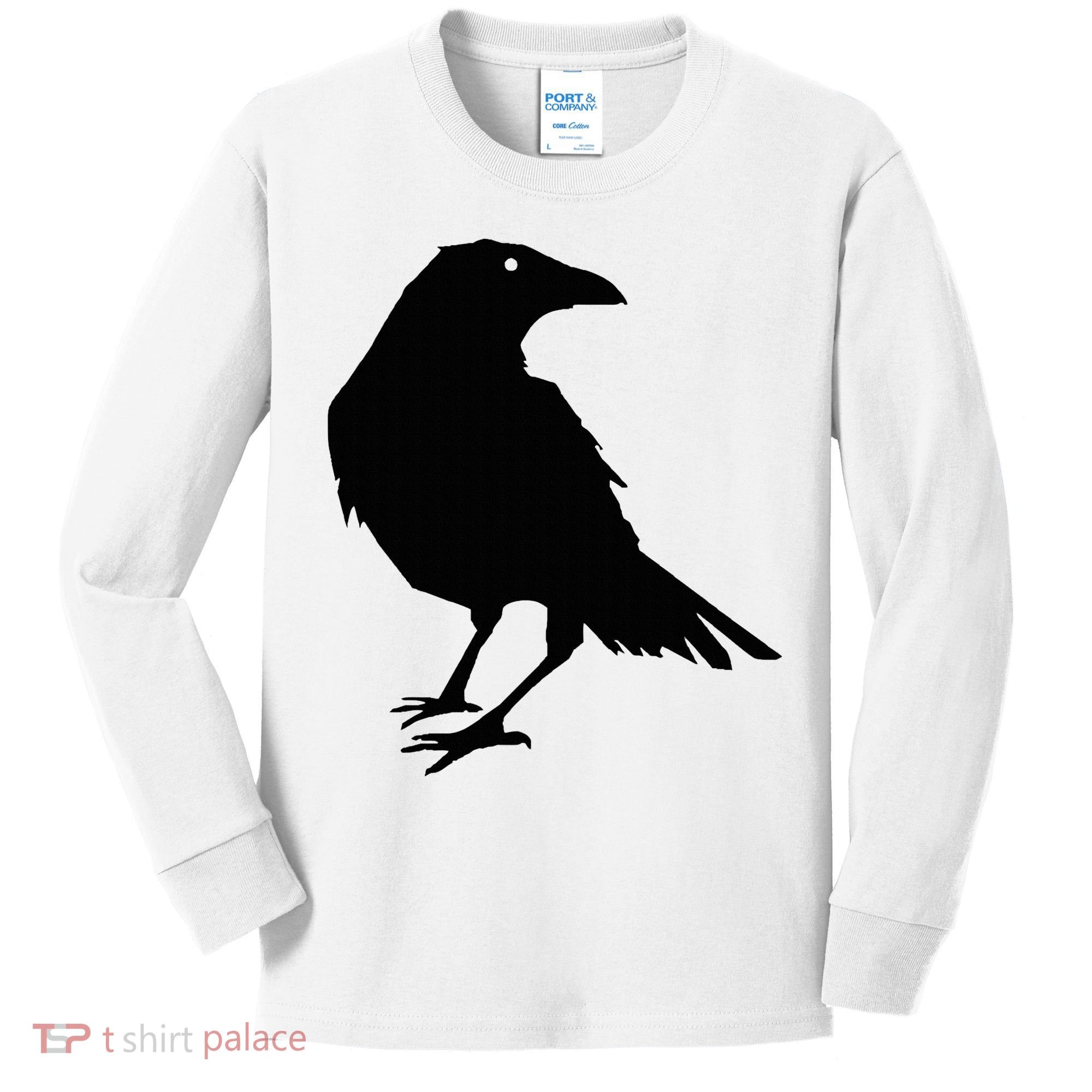 Beautiful Black Crow Raven Bird Silhouette Sweater Kids Long Sleeve Shirt