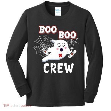 Boo Boo Crew Cute Nurse Ghost Kids Long Sleeve Shirt