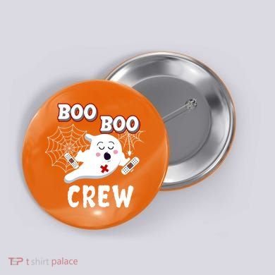 Boo Boo Crew Cute Nurse Ghost Button