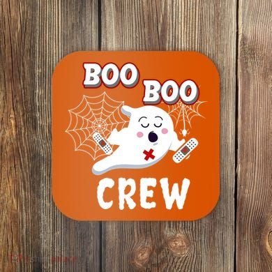 Boo Boo Crew Cute Nurse Ghost Coaster