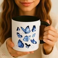 Blue Butterflies Cute Gift Coffee Mug thumb 3