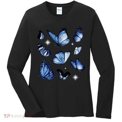 Blue Butterflies Cute Gift Women's Long Sleeve Shirt
