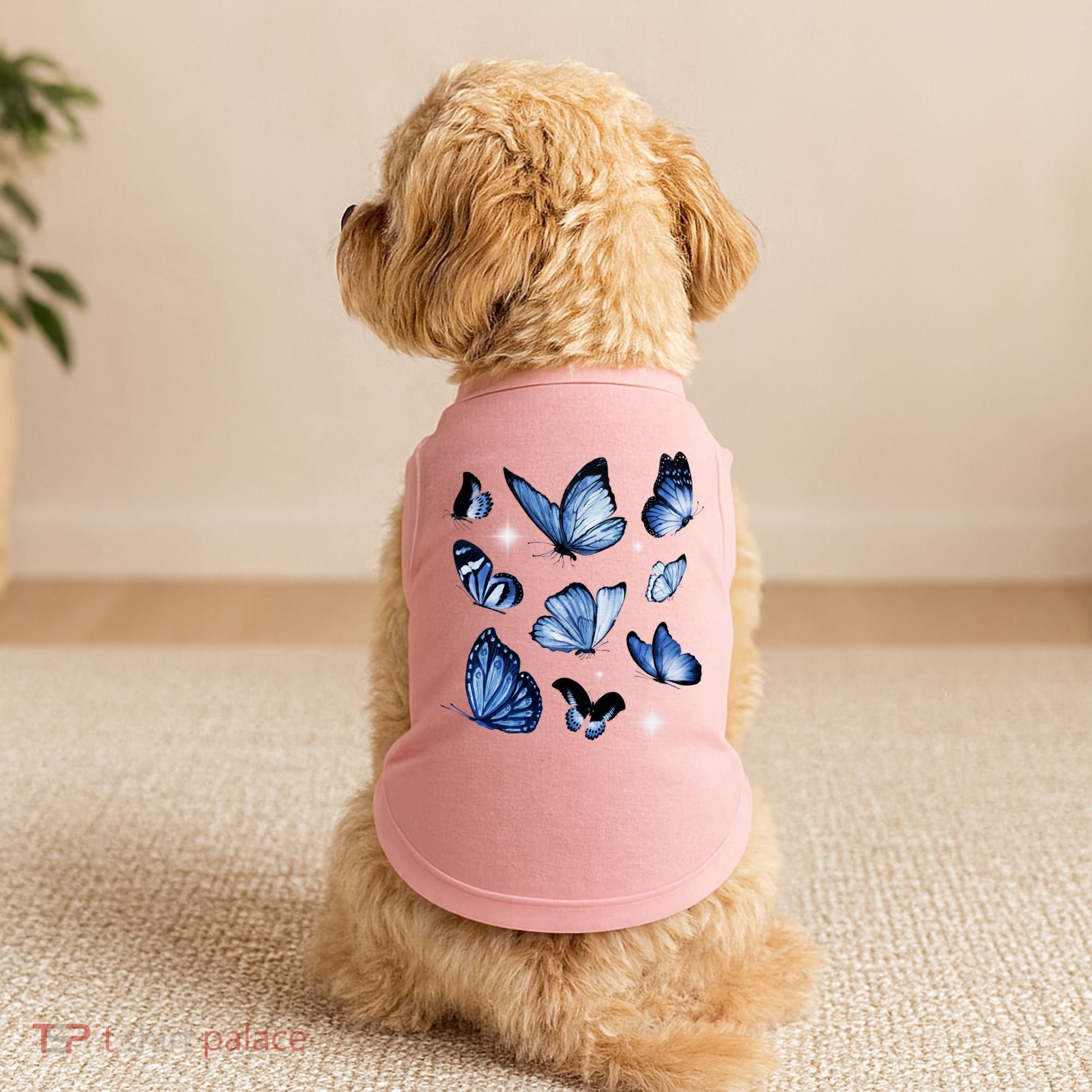 Blue Butterflies Cute Gift Doggie Tank