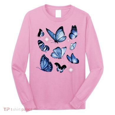 Blue Butterflies Cute Gift Long Sleeve Shirt