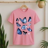 Blue Butterflies Cute Gift T-Shirt thumb 2