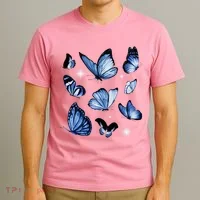 Blue Butterflies Cute Gift T-Shirt thumb 3