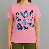 Blue Butterflies Cute Gift T-Shirt thumb 4