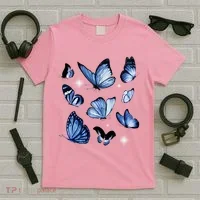 Blue Butterflies Cute Gift T-Shirt thumb 5