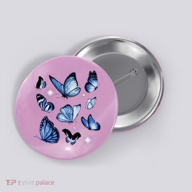 Blue Butterflies Cute Gift Button