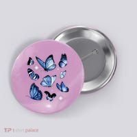 Blue Butterflies Cute Gift Button thumb 0