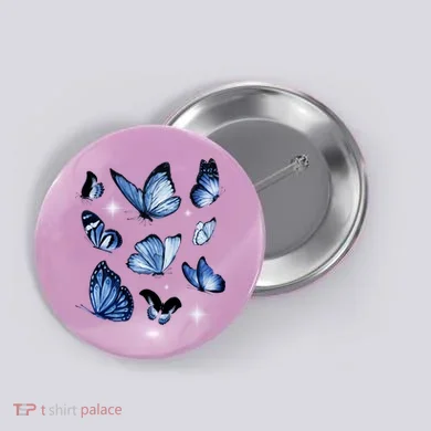 Blue Butterflies Cute Gift Button