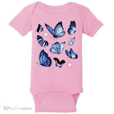 Blue Butterflies Cute Gift Baby Bodysuit