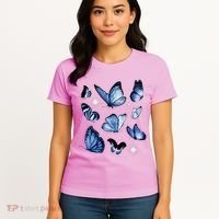 Blue Butterflies Cute Gift Women's T-Shirt thumb 4