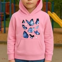 Blue Butterflies Cute Gift Kids Hoodie thumb 2
