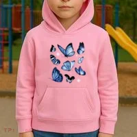 Blue Butterflies Cute Gift Kids Hoodie thumb 2