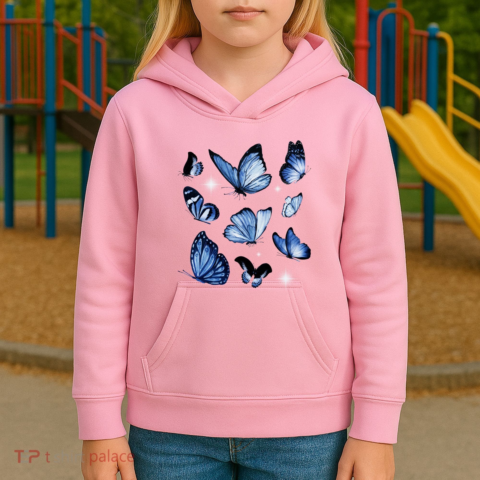 Blue Butterflies Cute Gift Kids Hoodie