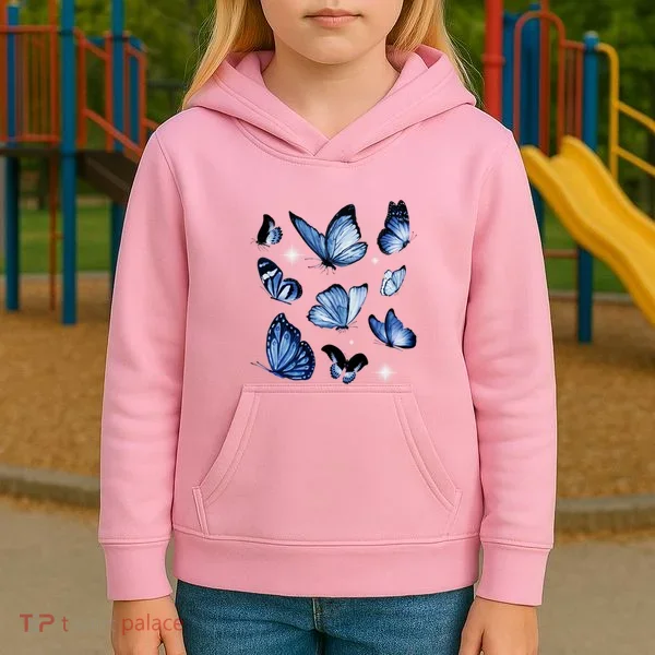 Blue Butterflies Cute Gift Kids Hoodie