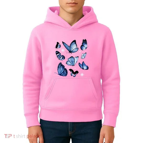 Blue Butterflies Cute Gift Kids Hoodie