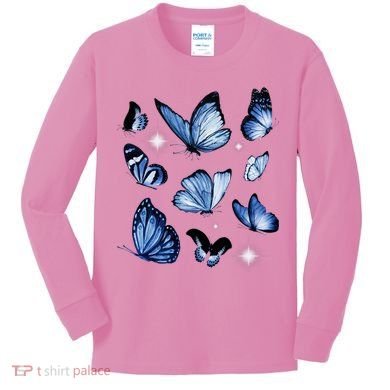Blue Butterflies Cute Gift Kids Long Sleeve Shirt
